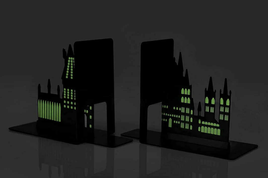 ShopHippo Harry Potter Hogwarts Castle Metal Bookends | Die Cut Metal Bookends With Hogwarts Castle Silhouette Glow In The Dark Design | Ideal For Harry Potter Book Collections New 6 ShopHippo Harry Potter Hogwarts Castle Metal Bookends | Die Cut Metal Bookends With Hogwarts Castle Silhouette Glow In The Dark Design | Ideal For Harry Potter Book Collections New