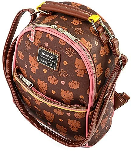 New LOUNGEFLY HELLO KITTY - PUMPKIN SPICE AOP CONVERTIBLE MINI BACKPACK 8 New LOUNGEFLY HELLO KITTY - PUMPKIN SPICE AOP CONVERTIBLE MINI BACKPACK
