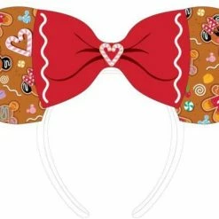 Loungefly Disney Christmas Gingerbread AOP Womens Double Strap Shoulder Bag Purse With Ears Headband New
