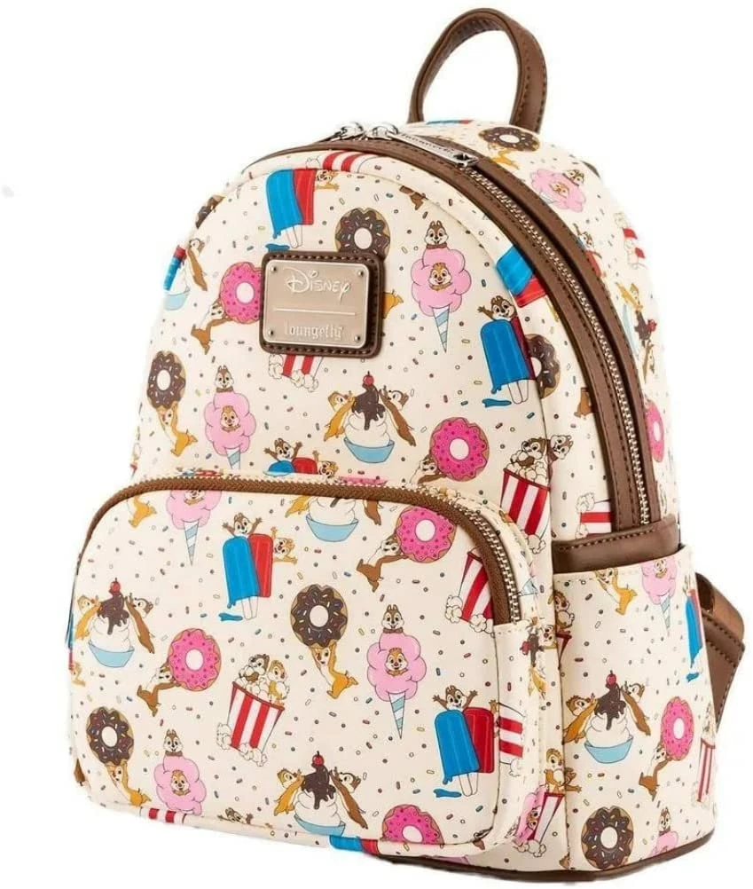 LOUNGEFLY Disney Chip And Dale Snackies All Over Print Womens Double Strap Shoulder Bag Purse 6 LOUNGEFLY Disney Chip And Dale Snackies All Over Print Womens Double Strap Shoulder Bag Purse