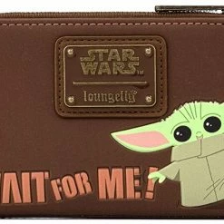 New LOUNGEFLY Star Wars The Mandalorian Baby Yoda Wait For Me Faux Leather Wallet