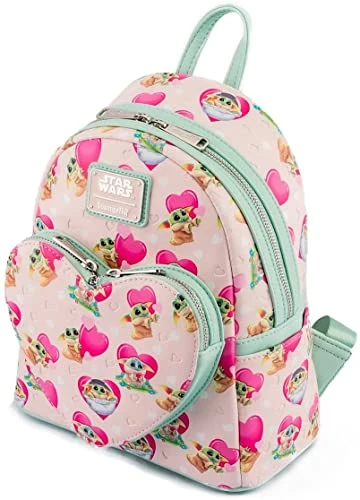 LOUNGEFLY Mandalorian Grogu Valentines Mini Backpack New 7 LOUNGEFLY Mandalorian Grogu Valentines Mini Backpack New