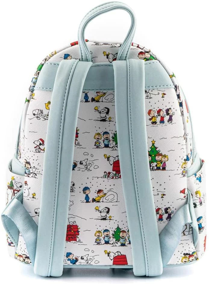 LOUNGEFLY Peanuts Happy Holidays All Over Print Womens Double Strap Shoulder Bag Purse 4 LOUNGEFLY Peanuts Happy Holidays All Over Print Womens Double Strap Shoulder Bag Purse