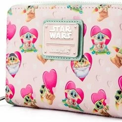 New LOUNGEFLY Mandalorian Grogu Vlntns Zip Around Wallet 9 New LOUNGEFLY Mandalorian Grogu Vlntns Zip Around Wallet