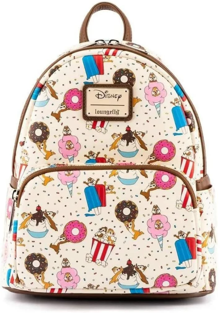 LOUNGEFLY Disney Chip And Dale Snackies All Over Print Womens Double Strap Shoulder Bag Purse 3 LOUNGEFLY Disney Chip And Dale Snackies All Over Print Womens Double Strap Shoulder Bag Purse