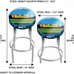 ShopHippo ARCADE1UP Stool Adjustable Height 21.5 Inches To 29.5 Inches (Rampage)