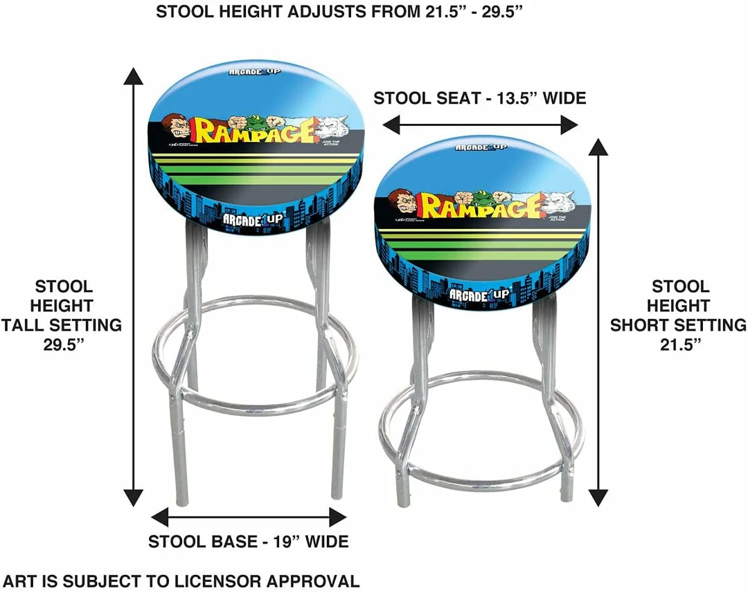 ShopHippo ARCADE1UP Stool Adjustable Height 21.5 Inches To 29.5 Inches (Rampage) 4 ShopHippo ARCADE1UP Stool Adjustable Height 21.5 Inches To 29.5 Inches (Rampage)