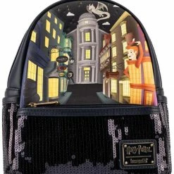 New LOUNGEFLY Harry Potter Diagon Alley Sequin Womens Double Strap Shoulder Bag Purse