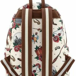LOUNGEFLY Harry Potter Tattoo Art Cream Color Womens Double Strap Shoulder Bag Purse New