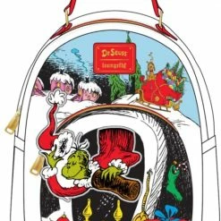 LOUNGEFLY Dr. Seuss The Grinch Chimney Thief Adult Womens Double Strap Shoulder Bag Purse