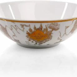 ShopHippo Harry Potter Marauder's Map Porcelain 4 Piece Place Setting - Includes 1 Dinner Plate, 1 Salad Plate, 1 Bowl And 1 Mug - Gold Marauders Map Design