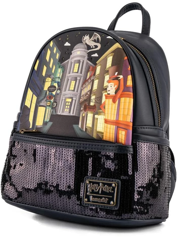 New LOUNGEFLY Harry Potter Diagon Alley Sequin Womens Double Strap Shoulder Bag Purse 6 New LOUNGEFLY Harry Potter Diagon Alley Sequin Womens Double Strap Shoulder Bag Purse