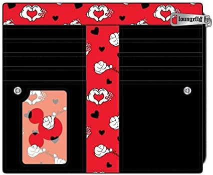 LOUNGEFLY Mickey+Minnie Valentines Flap Wallet New 5 LOUNGEFLY Mickey+Minnie Valentines Flap Wallet New