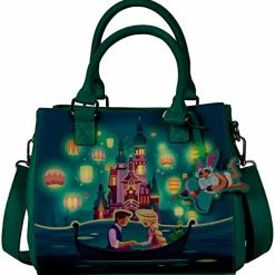 LOUNGEFLY Tangled Rapunzel Castle Glow In The Dark Crossbody Bag