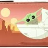 New LOUNGEFLY Star Wars The Mandalorian Baby Yoda Wait For Me Faux Leather Wallet