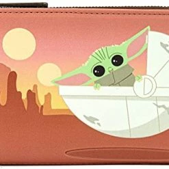 New LOUNGEFLY Star Wars The Mandalorian Baby Yoda Wait For Me Faux Leather Wallet