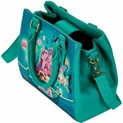 LOUNGEFLY Tangled Rapunzel Castle Glow In The Dark Crossbody Bag
