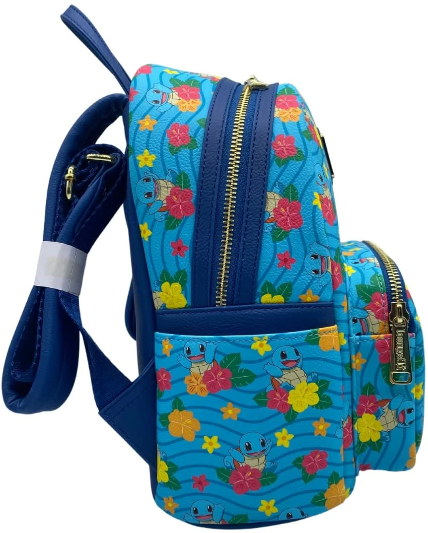 LOUNGEFLY X Pokemon Squirtle Flower All Over Print Mini Backpack New 7 LOUNGEFLY X Pokemon Squirtle Flower All Over Print Mini Backpack New