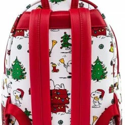 New LOUNGEFLY Peanuts Snoopy Holiday AOP Adult Womens Double Strap Shoulder Bag Purse