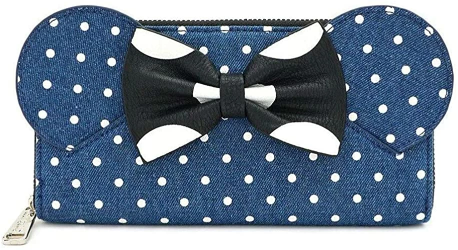 New LOUNGEFLY X Minnie Mouse Denim Polka Dot Zip-Around Wallet 3 New LOUNGEFLY X Minnie Mouse Denim Polka Dot Zip-Around Wallet