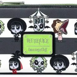 New LOUNGEFLY Beetlejuice Chibi All Over Print Faux Leather Wallet