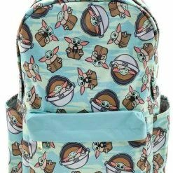 LOUNGEFLY Star Wars Baby Yoda Toss Pattern The Mandalorian Backpack New