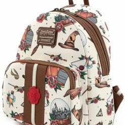 LOUNGEFLY Harry Potter Tattoo Art Cream Color Womens Double Strap Shoulder Bag Purse New 9 LOUNGEFLY Harry Potter Tattoo Art Cream Color Womens Double Strap Shoulder Bag Purse New