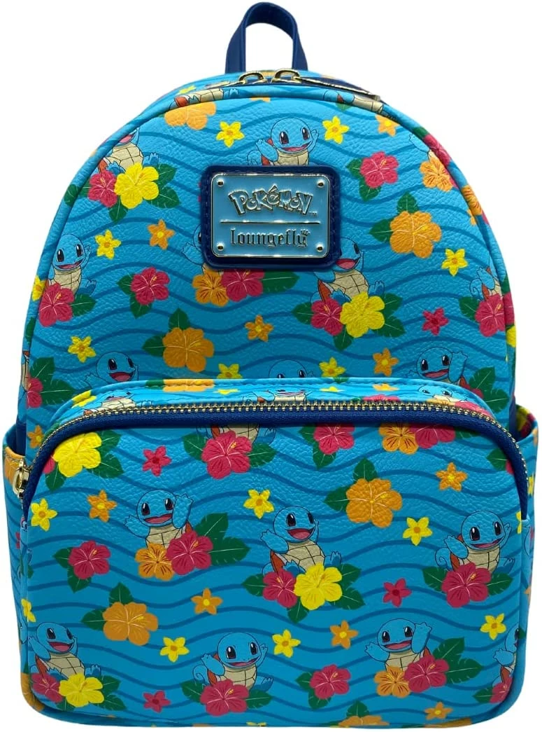 LOUNGEFLY X Pokemon Squirtle Flower All Over Print Mini Backpack New 3 LOUNGEFLY X Pokemon Squirtle Flower All Over Print Mini Backpack New