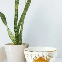 ShopHippo Harry Potter Marauder's Map Porcelain 16-Piece Set - Includes 4 Dinner & 4 Salad Plates, 4 Bowls And 4 Mugs - Quality White Dishware With Elegant Golden Design - Makes Muggle & Wizard Meals Magical