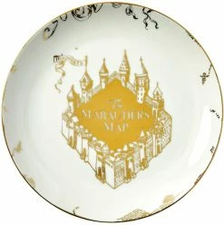 ShopHippo Harry Potter Marauder's Map Porcelain 16-Piece Set - Includes 4 Dinner & 4 Salad Plates, 4 Bowls And 4 Mugs - Quality White Dishware With Elegant Golden Design - Makes Muggle & Wizard Meals Magical