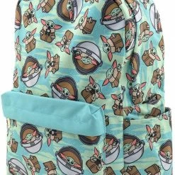 LOUNGEFLY Star Wars Baby Yoda Toss Pattern The Mandalorian Backpack New