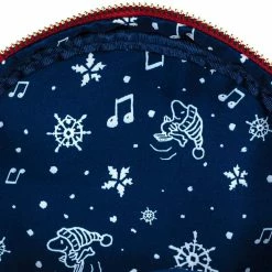 New LOUNGEFLY Peanuts Snoopy Holiday AOP Adult Womens Double Strap Shoulder Bag Purse
