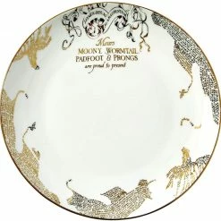 ShopHippo Harry Potter Marauder's Map Porcelain 16-Piece Set - Includes 4 Dinner & 4 Salad Plates, 4 Bowls And 4 Mugs - Quality White Dishware With Elegant Golden Design - Makes Muggle & Wizard Meals Magical