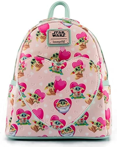 LOUNGEFLY Mandalorian Grogu Valentines Mini Backpack New 3 LOUNGEFLY Mandalorian Grogu Valentines Mini Backpack New