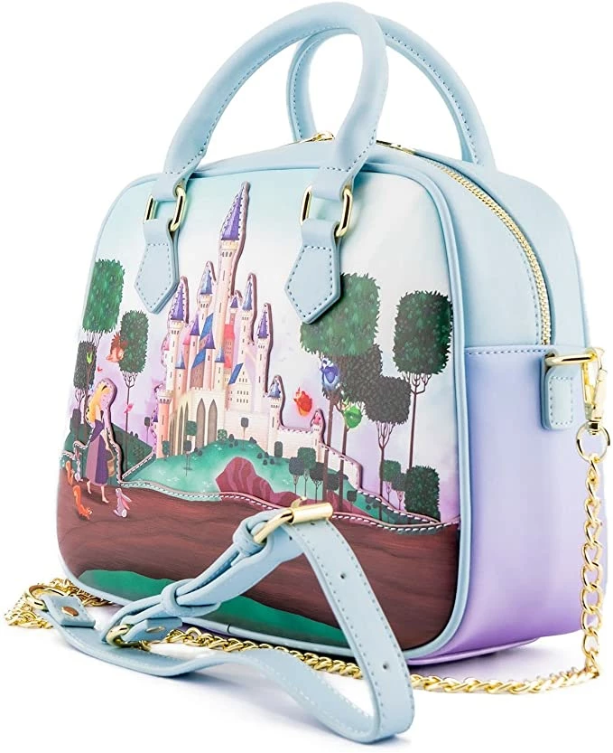 LOUNGEFLY Disney Princess Castle Sleeping Beauty Crossbody New 5 LOUNGEFLY Disney Princess Castle Sleeping Beauty Crossbody New
