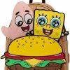 LOUNGEFLY Spongebob Squarepants Krabby Patty Group Womens Double Strap Shoulder Bag Purse New