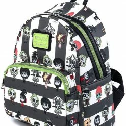 New LOUNGEFLY Beetlejuice Chibi All Over Print Womens Double Strap Shoulder Bag Purse 10 New LOUNGEFLY Beetlejuice Chibi All Over Print Womens Double Strap Shoulder Bag Purse