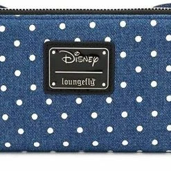 New LOUNGEFLY X Minnie Mouse Denim Polka Dot Zip-Around Wallet