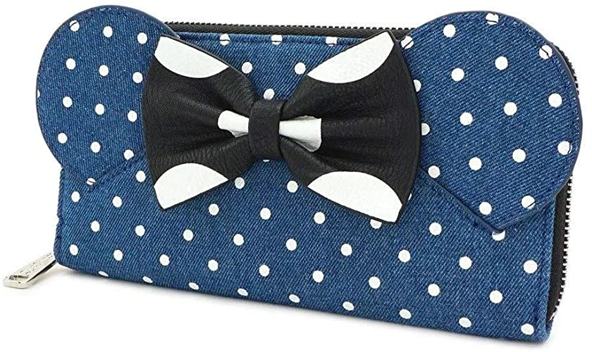 New LOUNGEFLY X Minnie Mouse Denim Polka Dot Zip-Around Wallet 6 New LOUNGEFLY X Minnie Mouse Denim Polka Dot Zip-Around Wallet