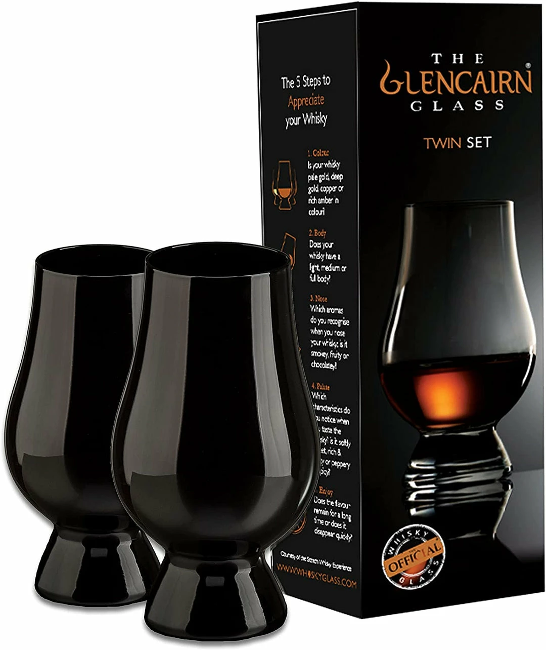 New Black Glencairn Whisky Glass, Set Of Two In Twin Gift Carton 3 New Black Glencairn Whisky Glass, Set Of Two In Twin Gift Carton