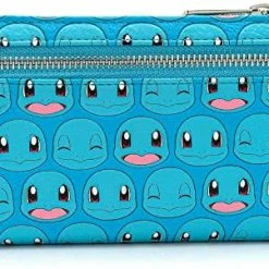 LOUNGEFLY X Pokemon Squirtle Faces Faux-Leather Flap Wallet New