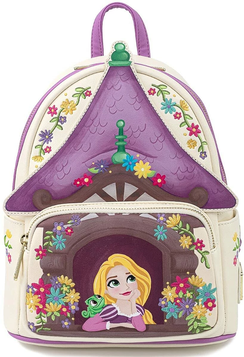 LOUNGEFLY Disney Tangled Tower Scene Womens Double Strap Shoulder Bag Purse 3 LOUNGEFLY Disney Tangled Tower Scene Womens Double Strap Shoulder Bag Purse