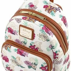 Loungefly Disney Princesses Floral Print Faux Leather Womens Double Strap Shoulder Bag Purse 9 Loungefly Disney Princesses Floral Print Faux Leather Womens Double Strap Shoulder Bag Purse