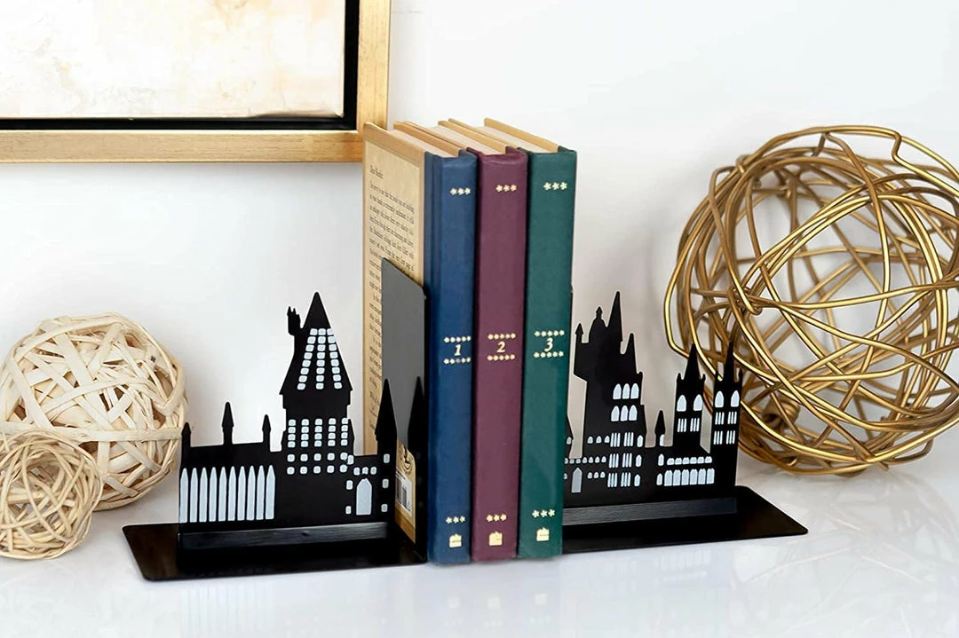 ShopHippo Harry Potter Hogwarts Castle Metal Bookends | Die Cut Metal Bookends With Hogwarts Castle Silhouette Glow In The Dark Design | Ideal For Harry Potter Book Collections New 4 ShopHippo Harry Potter Hogwarts Castle Metal Bookends | Die Cut Metal Bookends With Hogwarts Castle Silhouette Glow In The Dark Design | Ideal For Harry Potter Book Collections New