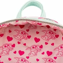 LOUNGEFLY Mandalorian Grogu Valentines Mini Backpack New 9 LOUNGEFLY Mandalorian Grogu Valentines Mini Backpack New