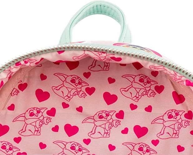 LOUNGEFLY Mandalorian Grogu Valentines Mini Backpack New 5 LOUNGEFLY Mandalorian Grogu Valentines Mini Backpack New