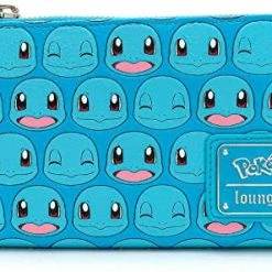 LOUNGEFLY X Pokemon Squirtle Faces Faux-Leather Flap Wallet New