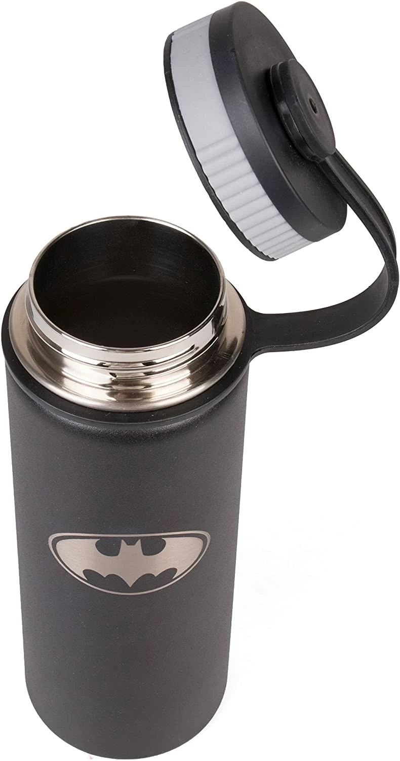 ShopHippo DC Batman Stainless Steel Water Bottle - Wide Mouth Double Walled Vacuum Insulated Bottle For Hot And Cold Beverages - 550ml/18oz New 8 ShopHippo DC Batman Stainless Steel Water Bottle - Wide Mouth Double Walled Vacuum Insulated Bottle For Hot And Cold Beverages - 550ml/18oz New