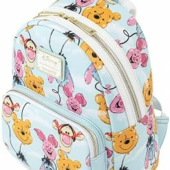 LOUNGEFLY Disney Winnie The Pooh Balloon Friends Womens Double Strap Shoulder Bag Purse New