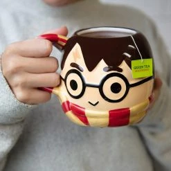 ShopHippo Harry Potter Figural Coffee Mug, 24 Oz - Cute Chibi Design With Gryffindor Scarf Handle - Ceramic New